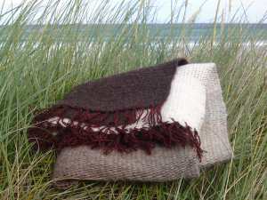 Icelandic and Hebridean blanket folded in the dunes of Dail Mor