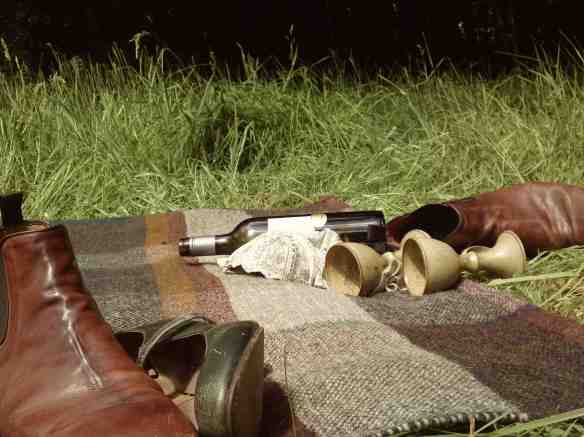 green shoe nestled goblets boobs shadow of woods sepia