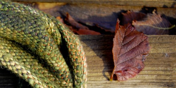 Bosky green merino snug red leaf detail