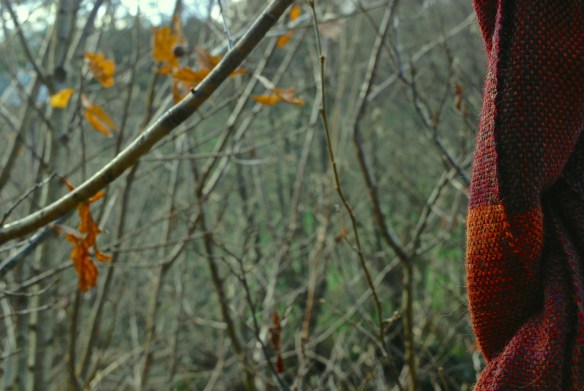 Burgundy autumn leaves scarf twist border