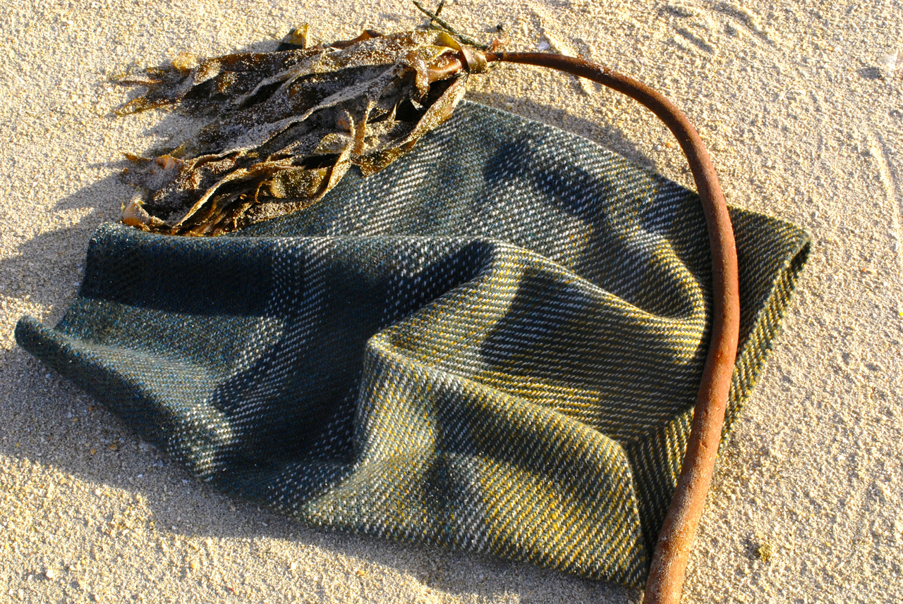 Grey green sea cowl ruffled