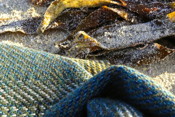 Grey green sea waves weed detail