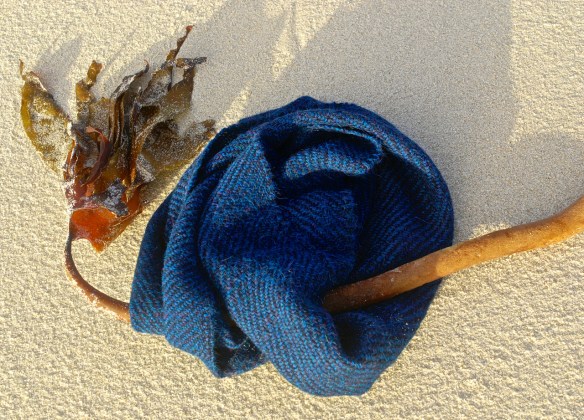 Petrol blue alpaca infinity scarf ring 2